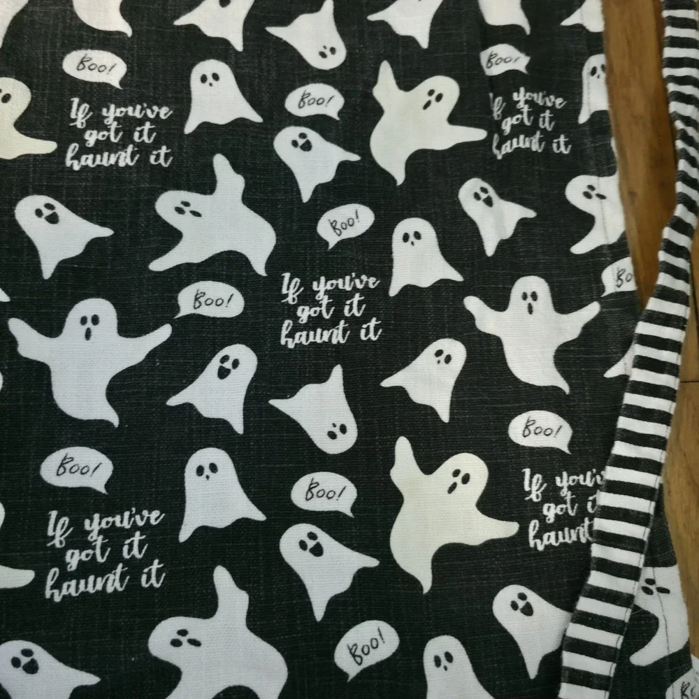 Glow In The Dark Halloween Ghost Apron If You've Got It Haunt It Black Cotton